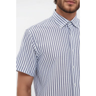 Regular Striped Short-Sleeve White Shirt