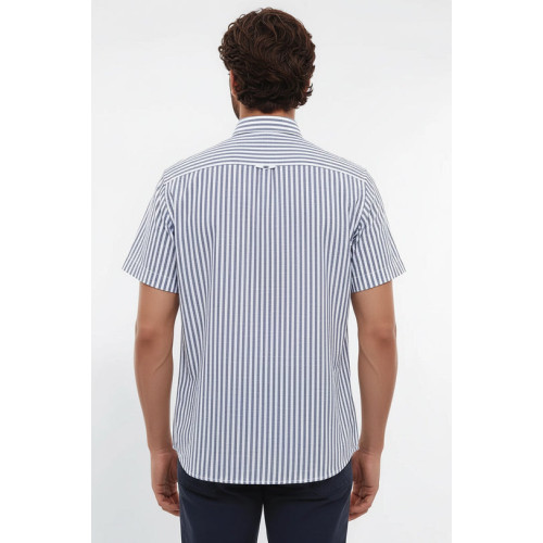 Regular Striped Short-Sleeve White Shirt
