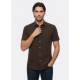 Brown Short-Sleeve Men's Shirt-Cotton