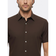 Brown Short-Sleeve Men's Shirt-Cotton
