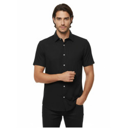 Black Short-Sleeve Men's Shirt-Cotton