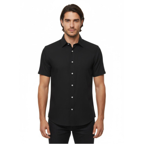 Black Short-Sleeve Men's Shirt-Cotton