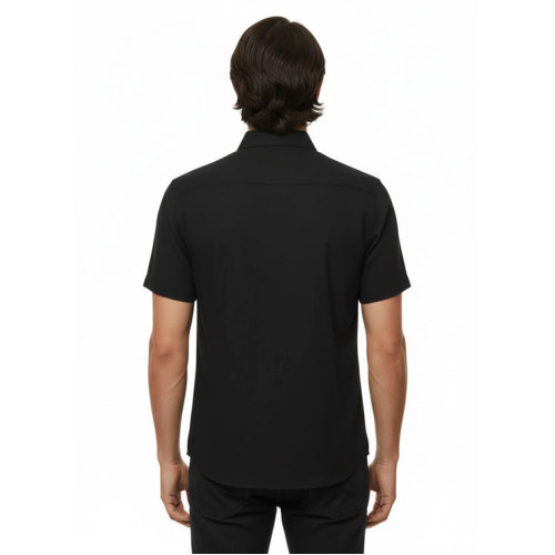 Black Short-Sleeve Men's Shirt-Cotton