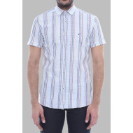 Striped Short-Sleeves Men's Blue Shirt