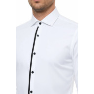 Black Buttoned Long Sleeves White Men Tuxedo Shirt