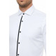 Black Buttoned Long Sleeves White Men Tuxedo Shirt
