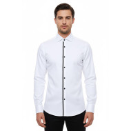 Black Buttoned Long Sleeves White Men Tuxedo Shirt
