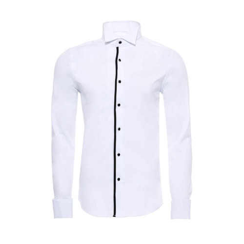 Black Buttoned Long Sleeves White Men Tuxedo Shirt