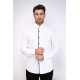 Black Stripe Detailed White Men Tuxedo Shirt
