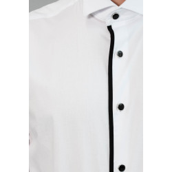 Black Stripe Detailed White Men Tuxedo Shirt