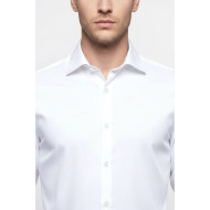 Cotton Satin Plain Slim Fit White Men Shirt