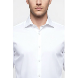 Cotton Satin Plain Slim Fit White Men Shirt