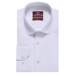 Oxford Patterned Long Sleeves Slim Fit White Men Shirt