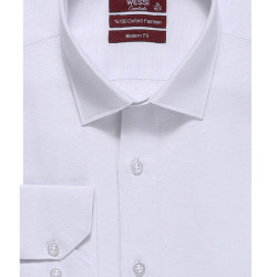 Oxford Patterned Long Sleeves Slim Fit White Men Shirt