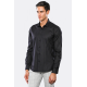 Plain Slim Fit Black Men Shirt