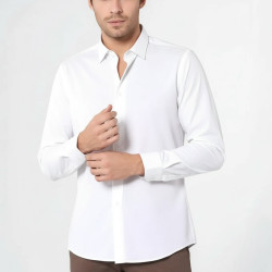 Poly Cotton Slim Fit Cream Shirt