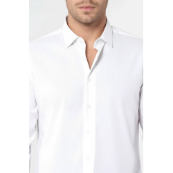 Poly Cotton Slim Fit Cream Shirt