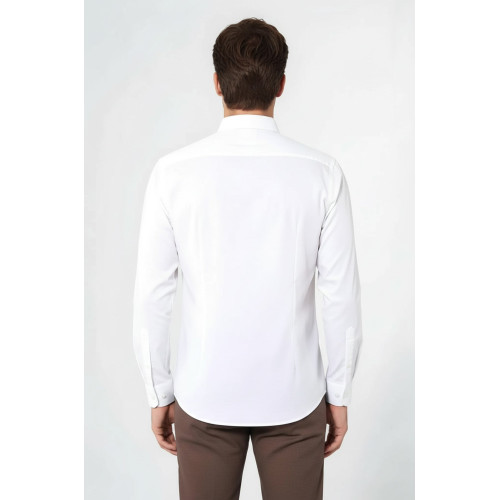 Poly Cotton Slim Fit Cream Shirt