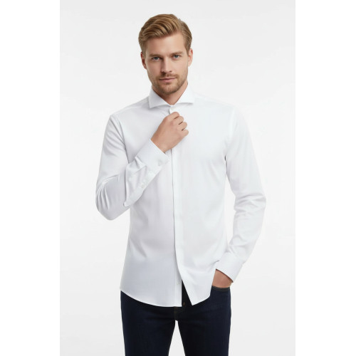 White Plain Stand Collar Formal Tuxedo Shirt