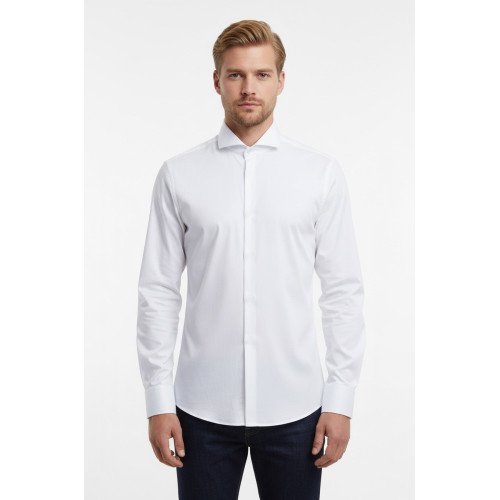 White Plain Stand Collar Formal Tuxedo Shirt