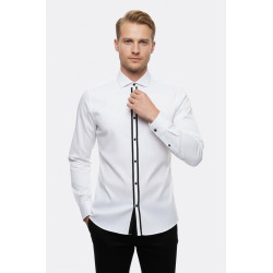 White Stand Collar Formal Shirt