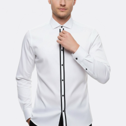 White Stand Collar Formal Shirt