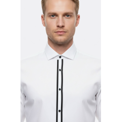 White Stand Collar Formal Shirt
