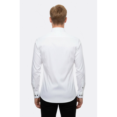 White Stand Collar Formal Shirt