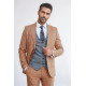 Checked Patterned Slim Fit Orange Men’s Suit with Light Blue Vest – Chadrobe