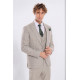 Checked Slim Fit Cream Men Suit - Chadrobe