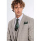 Checked Slim Fit Cream Men Suit - Chadrobe