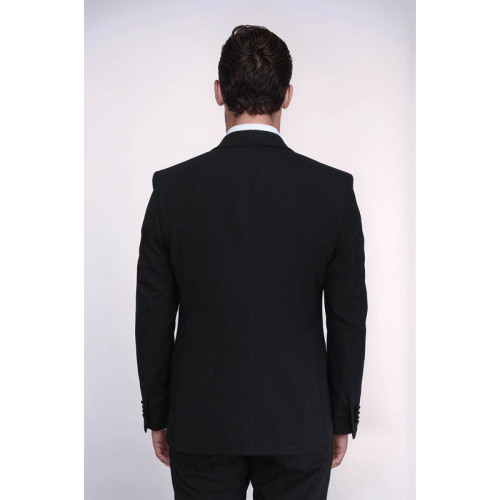 Classic Black Tuxedo Suit with Satin Peak Lapel and Waistcoat – Chadrobe