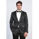 Damask Patterned Shawl Collar Black Tuxedo - Chadrobe