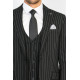 Striped Single Button with Vested Black Men’s Suit – Chadrobe