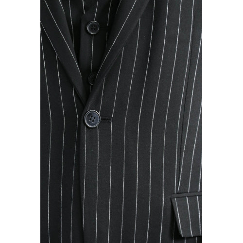 Striped Single Button with Vested Black Men’s Suit – Chadrobe