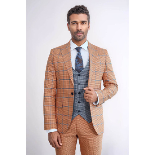 Modern Fit Double-Breasted Anthracite Men’s Suit with Silver-Tone Metal Buttons – Chadrobe