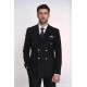 Modern Fit Double-Breasted Black Men’s Suit with Silver-Tone Metal Buttons – Chadrobe