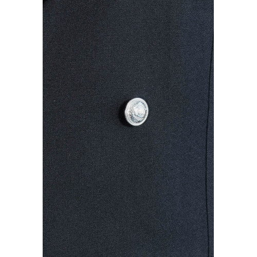 Modern Fit Double-Breasted Black Men’s Suit with Silver-Tone Metal Buttons – Chadrobe