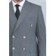Modern Fit Double-Breasted Grey Men’s Suit with Silver-Tone Metal Buttons - Chadrobe