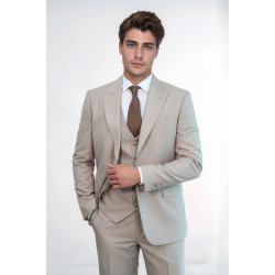 Plain Slim Fit Light Brown Men Suit- Chadrobe