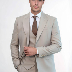 Plain Slim Fit Light Brown Men Suit- Chadrobe