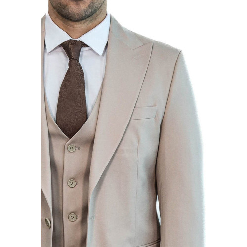 Plain Slim Fit Light Brown Men Suit- Chadrobe