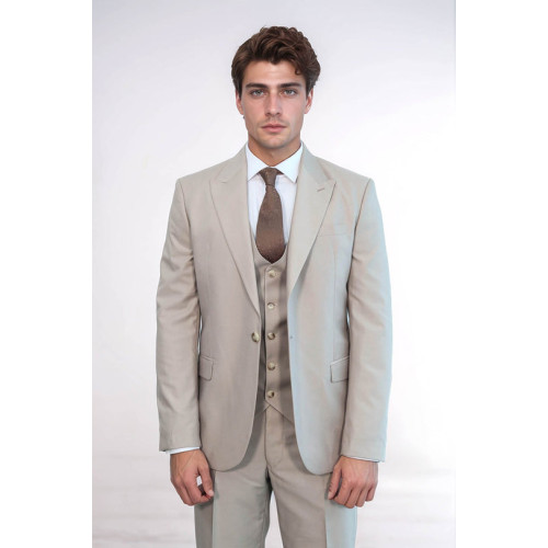 Plain Slim Fit Light Brown Men Suit- Chadrobe