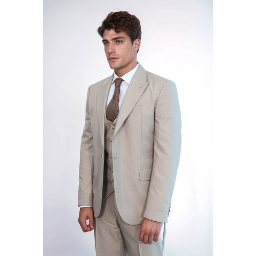 Plain Slim Fit Light Brown Men Suit- Chadrobe