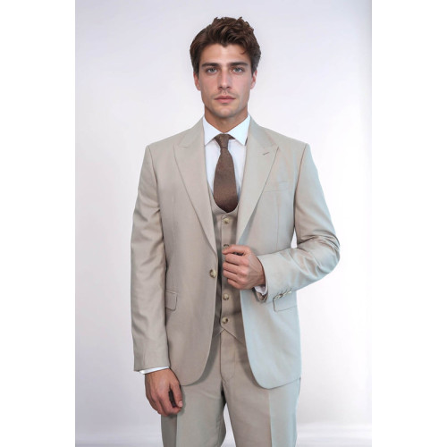 Plain Slim Fit Light Brown Men Suit- Chadrobe