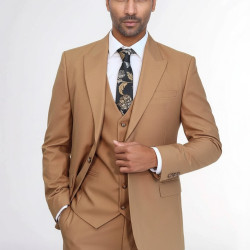 Plain Slim Fit Tan Men’s Suit – Chadrobe