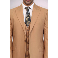 Plain Slim Fit Tan Men’s Suit – Chadrobe