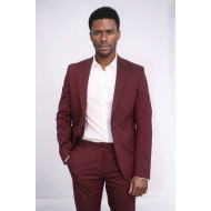 Single Buttons 2 Piece Burgundy Men Suit - Chadrobe