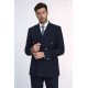 Modern Fit Double-Breasted Navy Men’s Suit with Silver-Tone Metal Buttons- Chadrobe