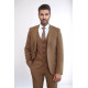 Three Piece Slim Fit Single Button Tan Men Suit - Chadrobe